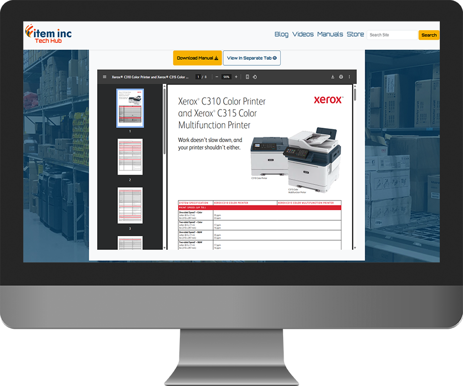 item inc's tech hub Xerox manual view